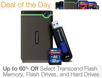 Up to 60% off Transcend Flash Memory, Flash Drives & Hard Drives
