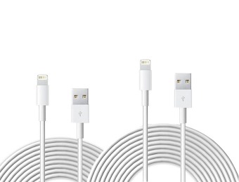 80% off 2-Pack: Lightning to USB 10ft iPhone 5 USB Charging Cable