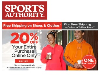 Save 20% off Your Entire Purchase at Sports Authority