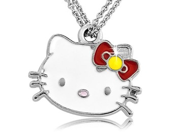 93% off Silver Plated Kitty Enamel Pendant