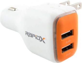 33% off RapidX DualX Vehicle/Wall USB Charger - Orange