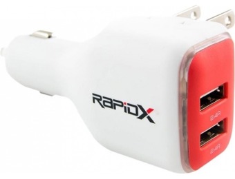 33% off RapidX DualX Vehicle/Wall USB Charger - Red