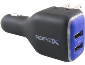 33% off RapidX DualX Vehicle/Wall USB Charger - Blue