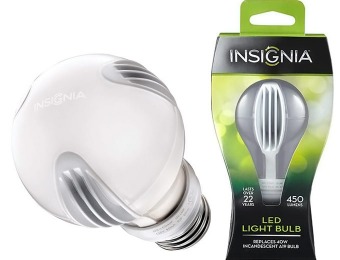 67% off Insignia 450-Lumen, 40W Equiv Dimmable LED Light Bulb