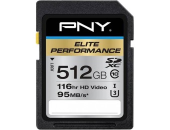 $70 off PNY Elite Performance 512GB SDXC UHS-I Memory Card