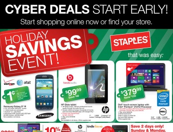 Cyber Deals Start Today at Staples! Save on laptops, tablets, phones...