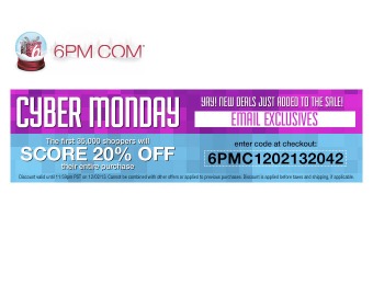 Cyber Monday Coupon at 6PM.com - Extra 20% off