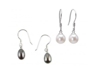 $70 off Diamond Princess Day and Night Set of Genuine Pearl Earrings