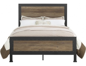 $139 off Walker Edison Rustic Oak Industrial Queen-Size Standard Bed
