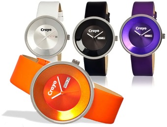 $102 off Crayo Button Stainless Steel & Leather Women's Watches