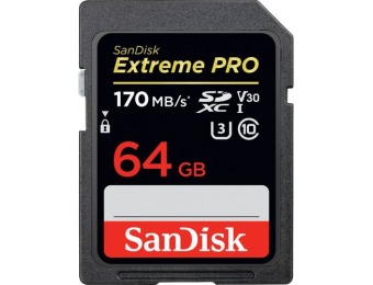 $80 off SanDisk Extreme PRO 64GB SDXC UHS-I Memory Card