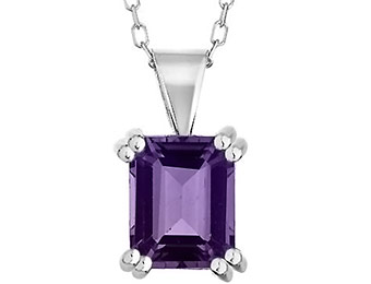 84% off 1.50 CTW Amethyst Pendant Sterling Silver Necklace