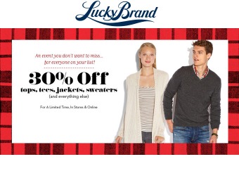 30% off Regular Priced Styles for the Entire Family at Lucky Brand