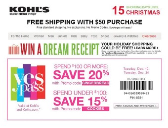 Extra 20% off orders of $100+ or 15% off Everything at Kohl's