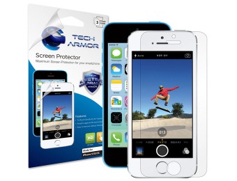 $16 Tech Armor Apple iPhone 5S/5C/5 HD Clear Screen Protector