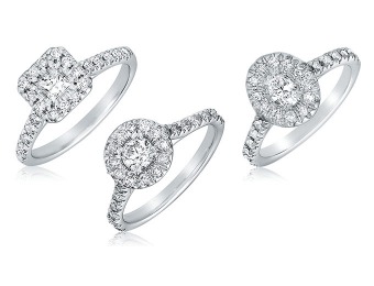 $3,500 off 1 Carat Diamond 14K White Gold Halo Certified Ring