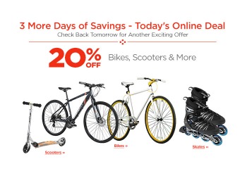 Extra 20% off Bikes, Scooters & More at Sports Authority