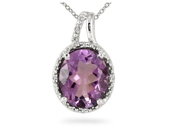 $222 off .925 Sterling Silver 4 Carat Diamond and Amethyst Pendant