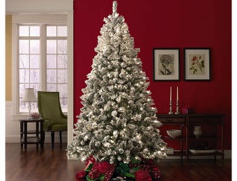 $165 off 7.5' 600 Clear Light Pre-lit Flocked Spruce Christmas Tree
