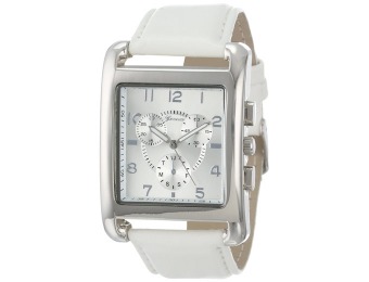 $28 off Geneva Silver-Tone and White Faux Leather Square Watch