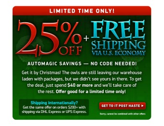 25% off + Free Shipping at ThinkGeek.com with $40 order
