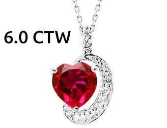 68% off Ruby & White Sapphire Heart Pendant in Sterling Silver