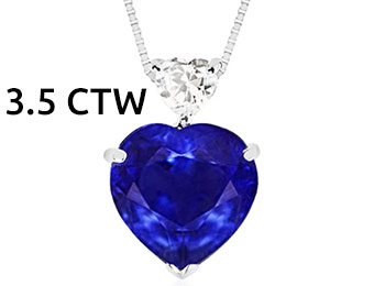 73% off Blue & White Sapphire Heart Pendant in Sterling Silver