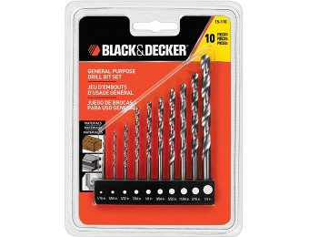 43% off Black & Decker 10-Piece High Speed Steel Twist Drill Bit Set
