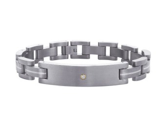 $375 off 8.5" Titanium 0.05 ct. Diamond Men's Bracelet