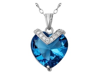 $220 off .925 Sterling Silver 10.84 cttw. Created Blue Topaz Pendant
