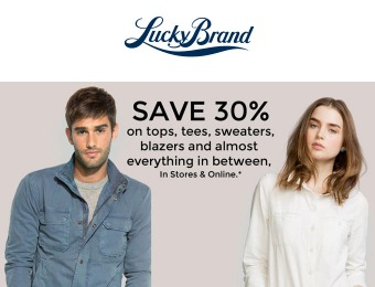 Extra 30% off Most Items at Lucky Brand