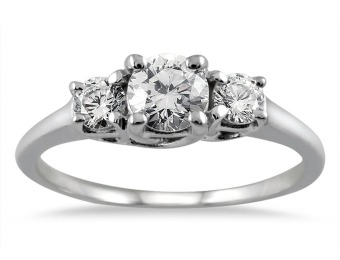 $1,520 off 14K White Gold 1 Carat Three Stone Diamond Ring
