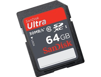 60% off SanDisk Ultra 64GB SDXC UHS-I Class 10 Memory Card
