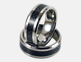 $280 off 8MM Light Tungsten Ring with Black Carbon Fiber Inlay