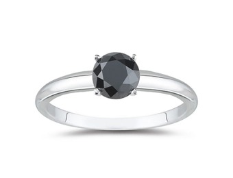 $700 off .25 Carat Round Black Diamond Ring in 14k White Gold