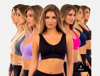 $100 off 6-Pack Seamless Sports Bra with Removable Padding