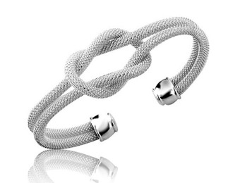 89% off Sterling Silver Overlay Steel Mesh Knot Bangle