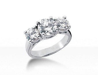 $5,000 off 14K White Gold 2.0 cttw Certified 3 Stone Diamond Ring