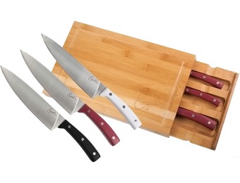 71% off Emeril 3-Pc All-Purpose Knife & Bamboo Cutting Board Set