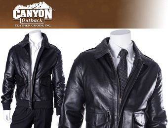 $260 off Canyon Outback Men's Full Grain Leather Bomber Jacket