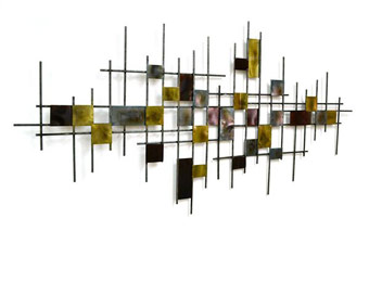 60% Off Handpainted Abstract Geometric Wall Decor, 18.11"H x 40"W