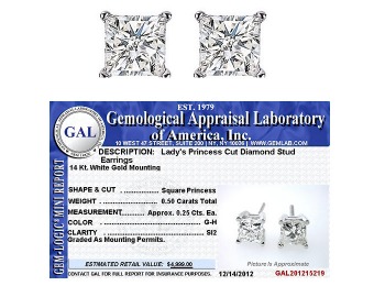 $4,799 off 1/2 Carat Diamond 14K White Gold Certified Stud Earrings