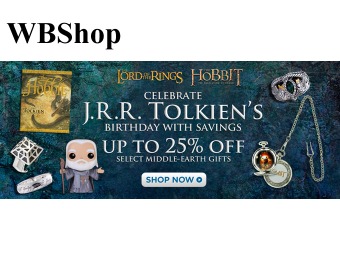 Up to 25% off Tolkien Middle Earth Gift Ideas at the WBShop