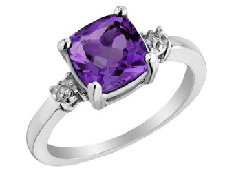 80% Off 2 Carat Amethyst Ring w/ Diamond Accent in Sterling Silver