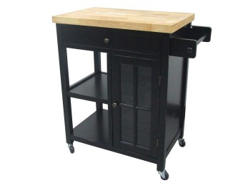 $21 off Home Decorators 18" Black Wood Top Kitchen Cart