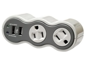 60% off Mobile Rotating Surge Protector w/ 2 USB & 2 Outlets
