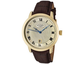 $285 off Rotary Champagne Textured Leather Men's Watch