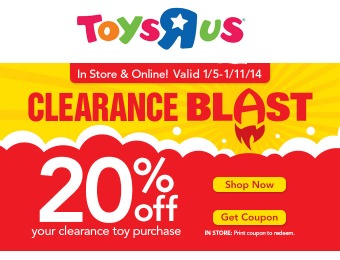 Up to 80% off w/ Additional 20% off Clearance Items at Toys R Us