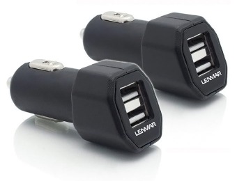 63% off Lenmar Dual USB Car Charger with 4.2A Output (2 Pack)
