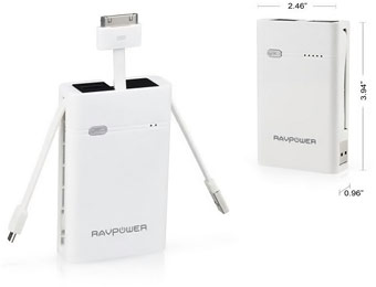 63% Off RAVPower 6000mAh/2.1A Power Bank w/ Apple 30-pin & USB